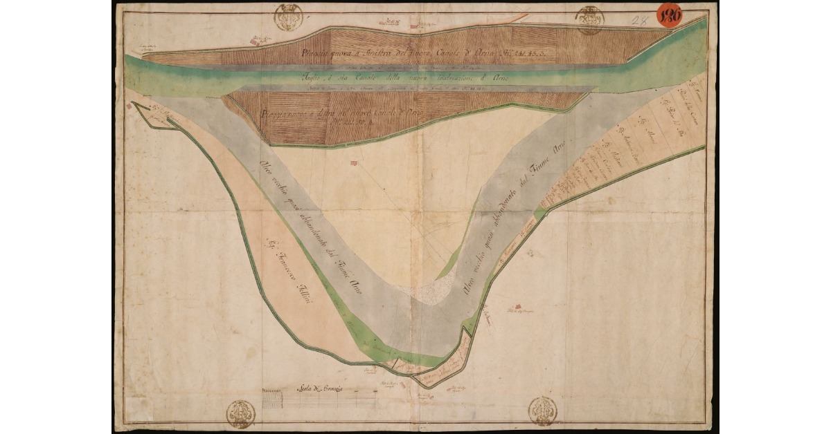 Pianta della nuova inalveazione d'Arno in Barbaregina