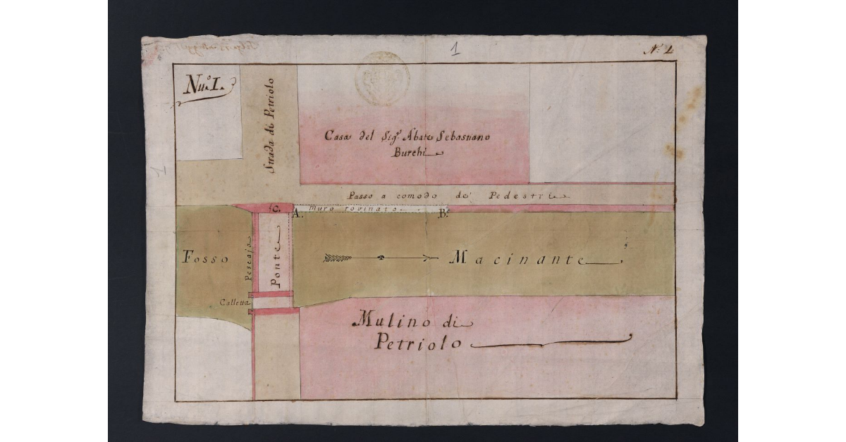 [Progetto per la ricostruzione del muro che racchiude le acque del fosso Macinante]