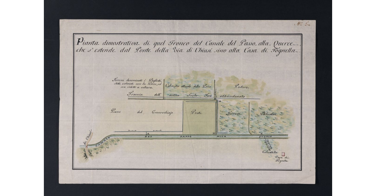 Pianta dimostrativa di quel Tronco del Canale del Passo alla Querce che s'estende dal Ponte della Via di Chiusi sino alla Casa di Tognella