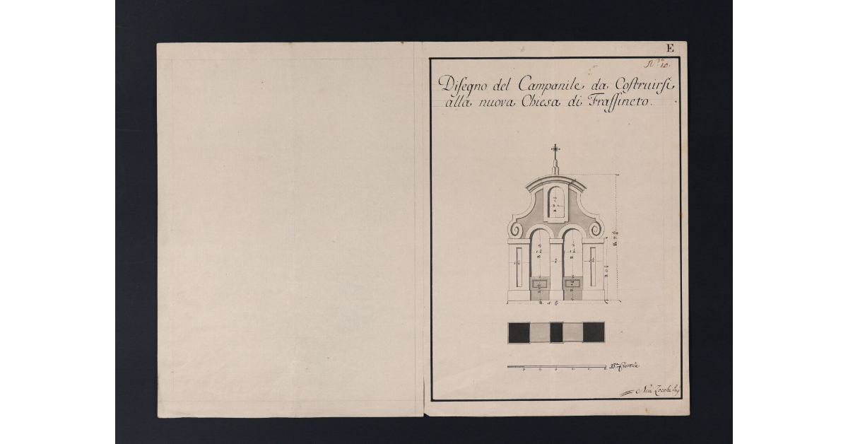 [Disegno del Campanile da costruirsi alla nuova Chiesa di Frassineto]