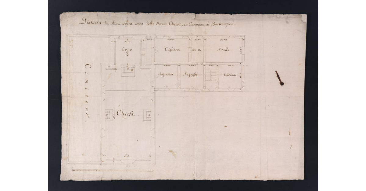 Distacco dei Muri sopra terra della Nuova Chiesa, e Canonica di Barbaregina