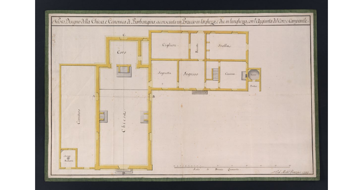 Nuovo Disegno della Chiesa, e Canonica di Barbaregina, accresciuta un Braccio in larghezza, e due in lunghezza, con l'aggiunta del Coro, e Campanile