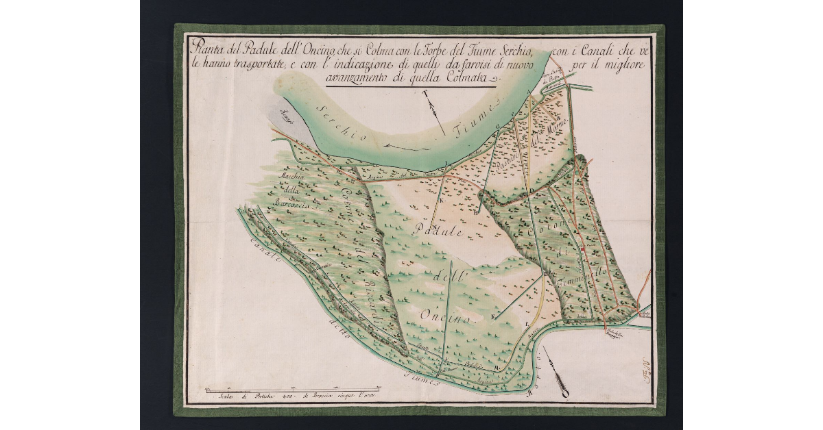 Pianta del Padule dell'Oncino, che si Colma con le Torbe del Fiume Serchio, con i Canali che ve le hanno trasportate, e con l'indicazione di quelli da farvisi di nuovo per il migliore avanzamento di quella Colmata