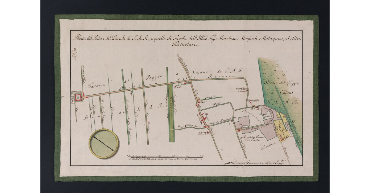 Pianta del Podere del Pinzale di S.A.R., e quello di Tavola dell'Ill.mo Sig. Marchese Manfredi Malaspina, ed Altri Particolari