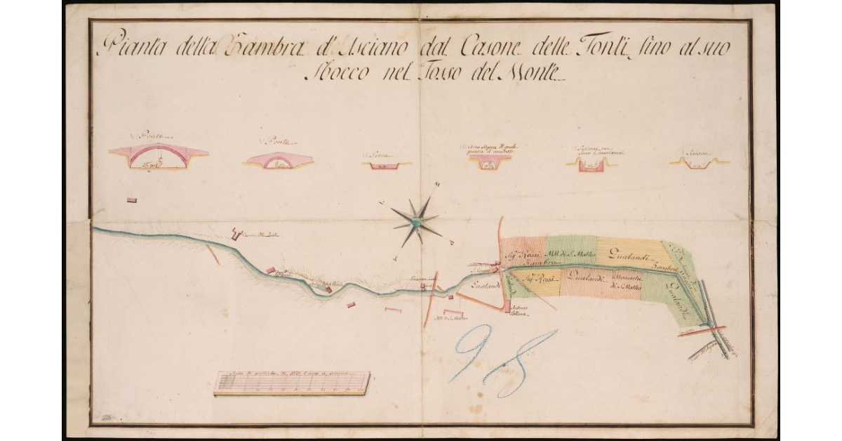 Pianta dello Zambra d'Asciano dal Casone delle Fonti fino al suo sbocco nel Fosso del Monte