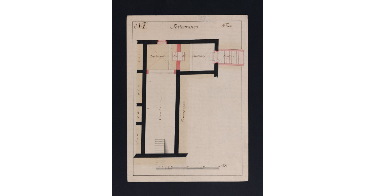 [Sotterraneo del casamento che comprende l'abitazione per il Fattore, ed i servizi della R. Fattoria del Poggio Imperiale, il quartiere della Guardia, e del pigionale Francesco Cozzi, e la Casa, e annessi del Pod. della Tinaia]