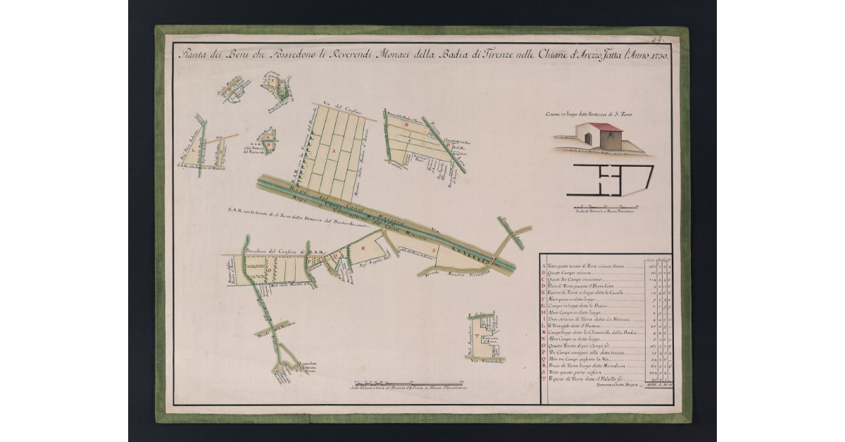 Pianta dei Beni che Possiedono li Reverendi Monaci della Badia di Firenze nelle Chiane d'Arezzo, Fatta l'Anno 1730