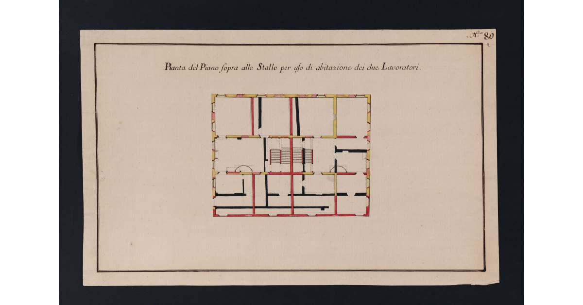Pianta del Piano sopra alle Stalle per uso di abitazione dei due Lavoratori