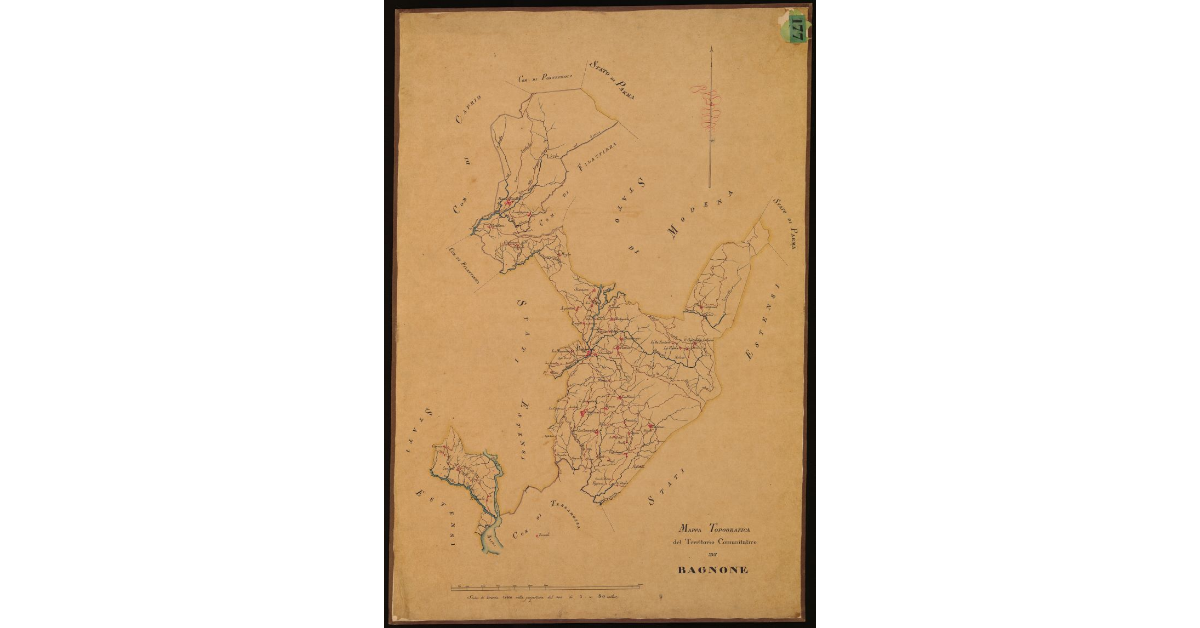 Mappa topografica del territorio comunitativo di Bagnone