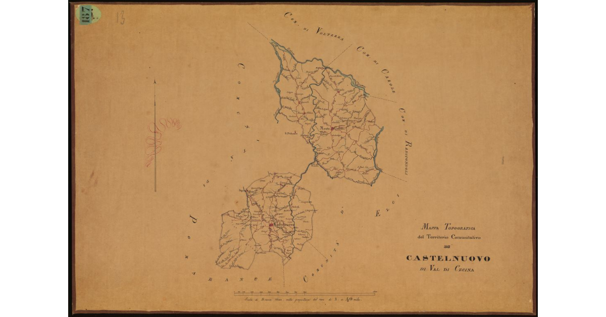 Mappa topografica del territorio comunitativo di Castelnuovo Val di Cecina