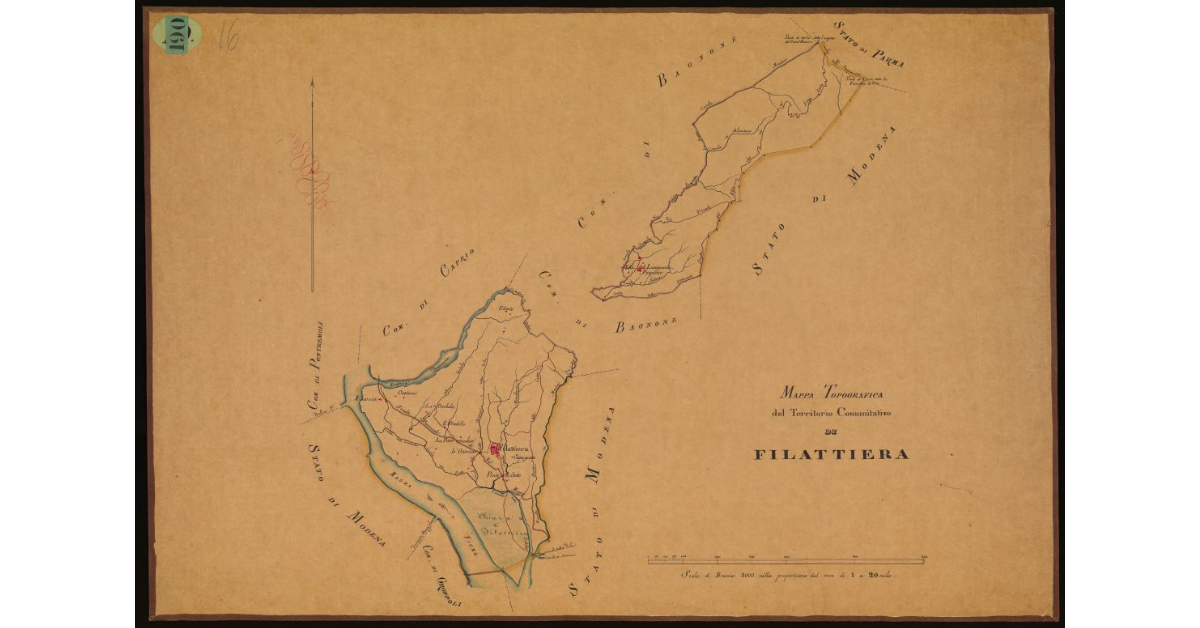 Mappa topografica del territorio comunitativo di Filattiera