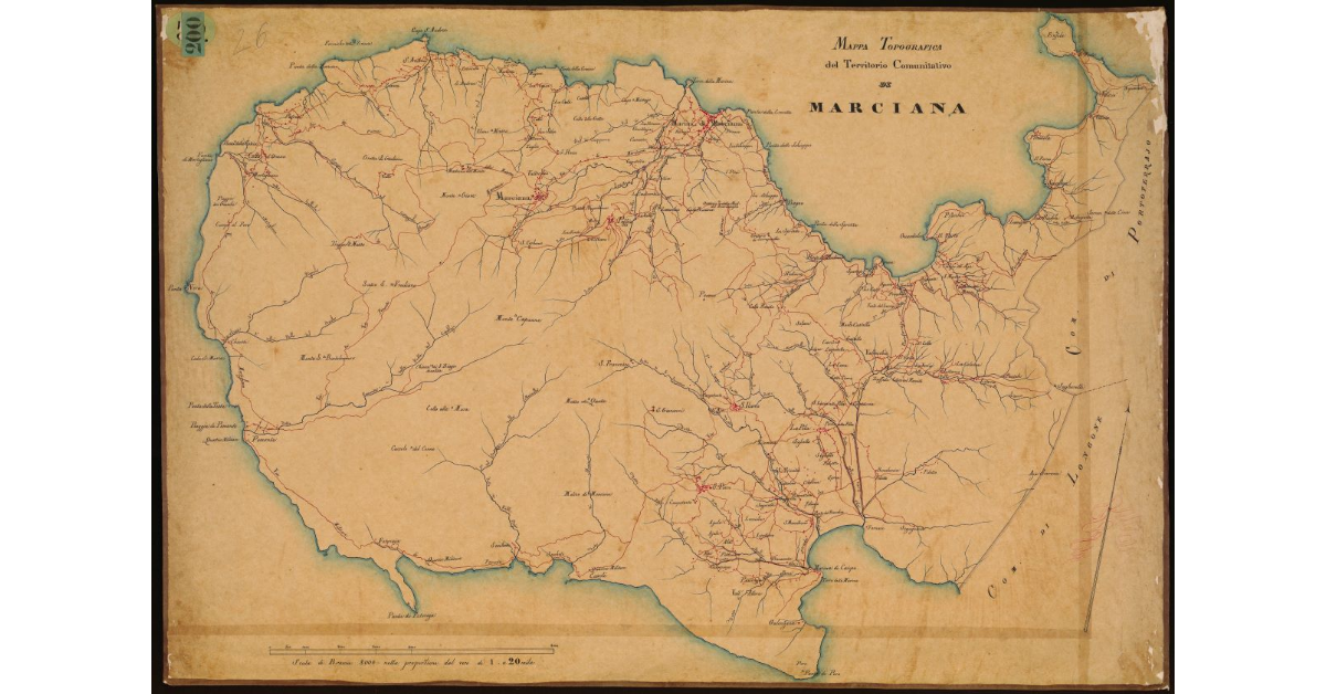 Mappa topografica del territorio comunitativo di Marciana