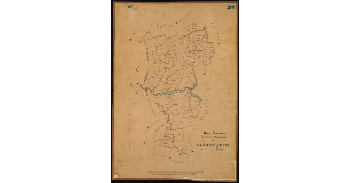 Mappa topografica del territorio comunitativo di Montecatini Val di Cecina