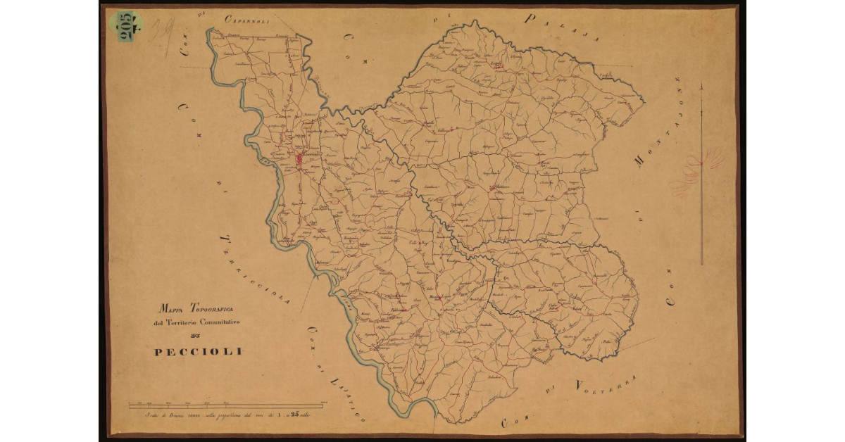 Mappa topografica del territorio comunitativo di Peccioli