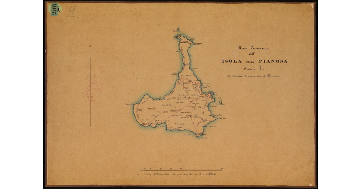 Mappa topografica del territorio comunitativo di Pianosa
