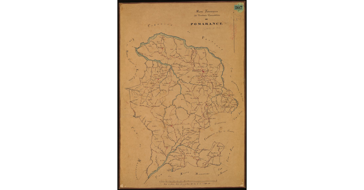 Mappa topografica del territorio comunitativo di Pomarance
