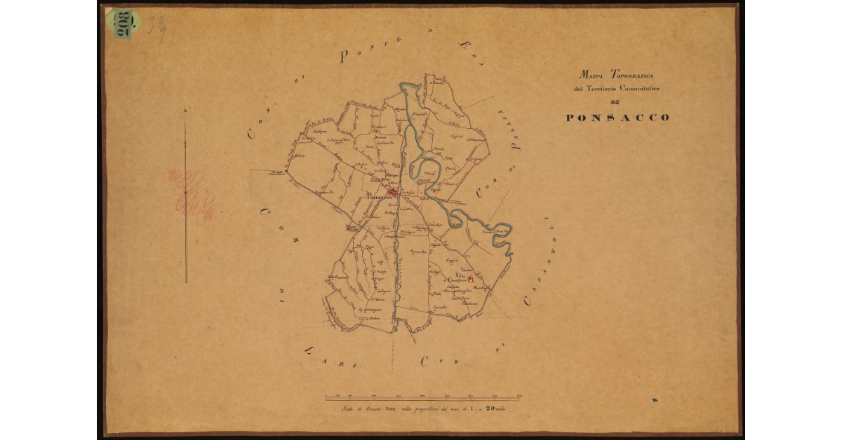 Mappa topografica del territorio comunitativo di Ponsacco