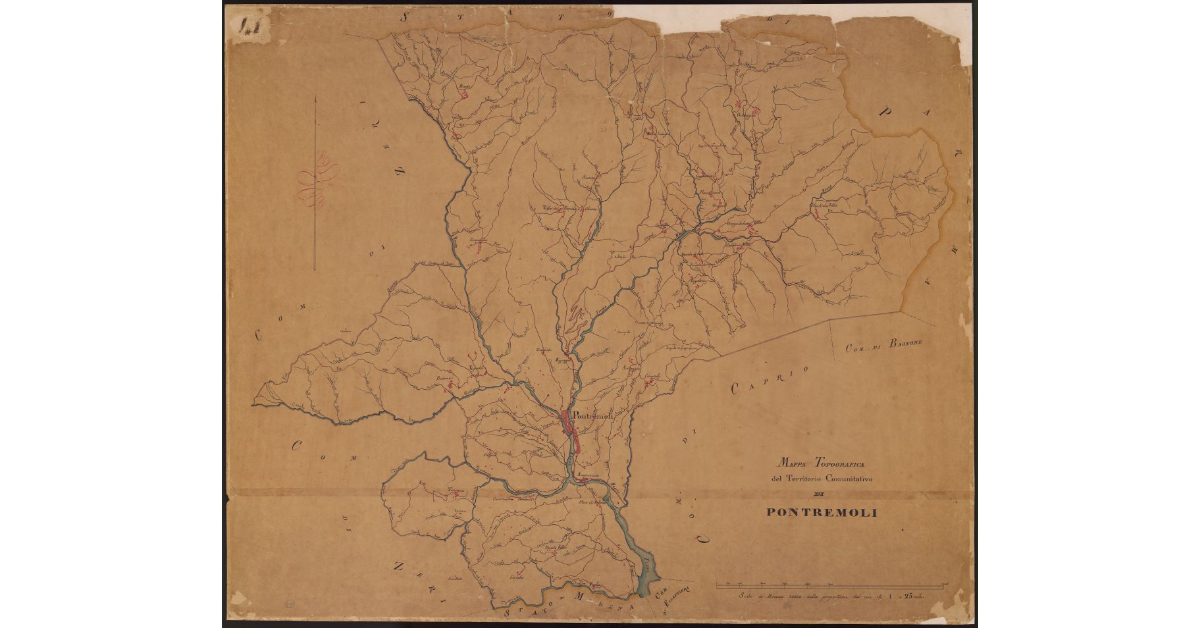 Mappa topografica del territorio comunitativo di Pontremoli