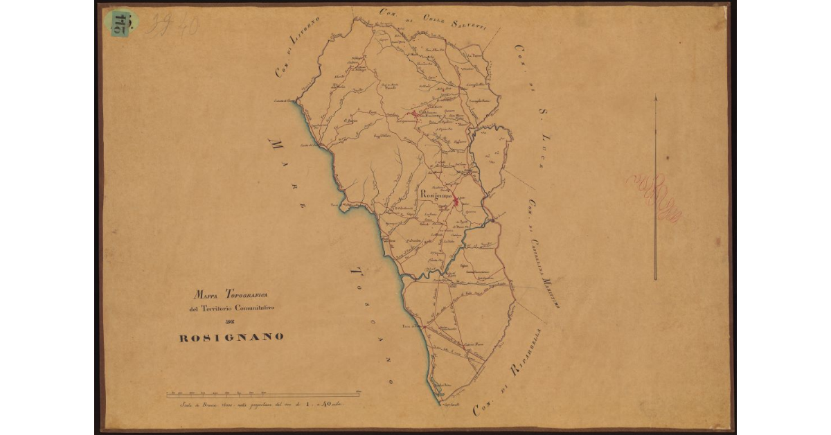 Mappa topografica del territorio comunitativo di Rosignano