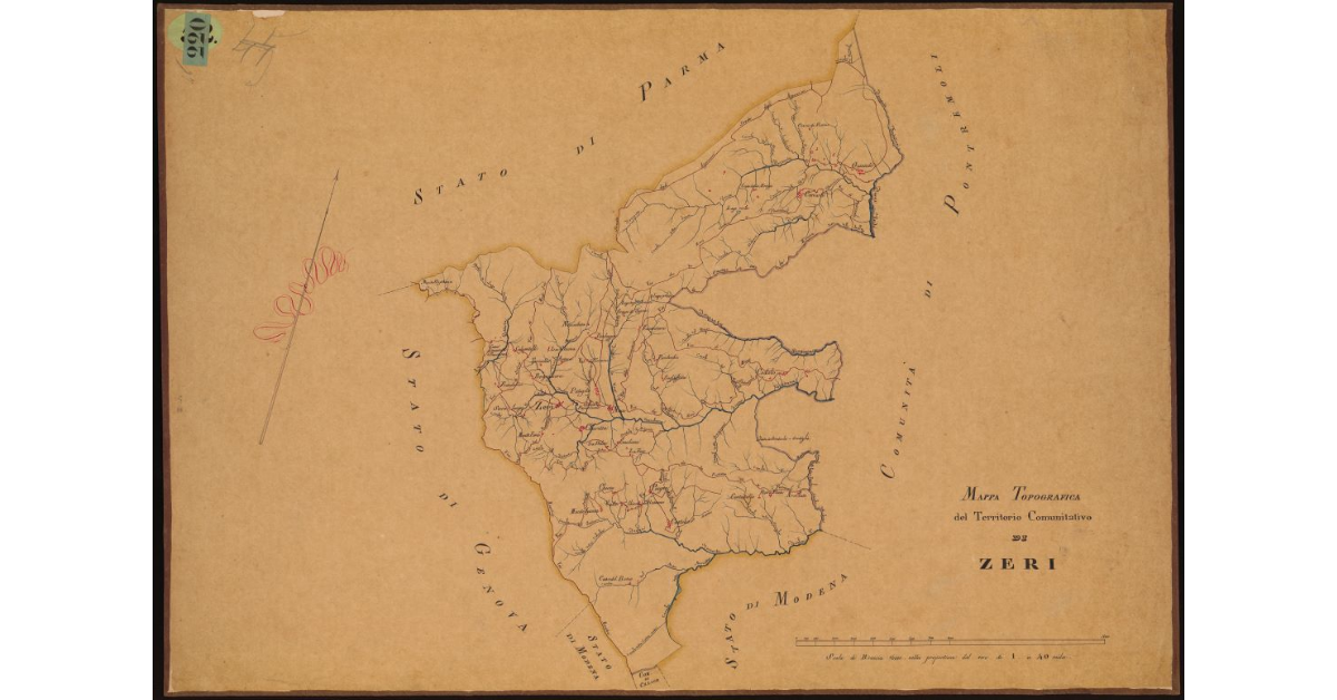 Mappa topografica del territorio comunitativo di Zeri