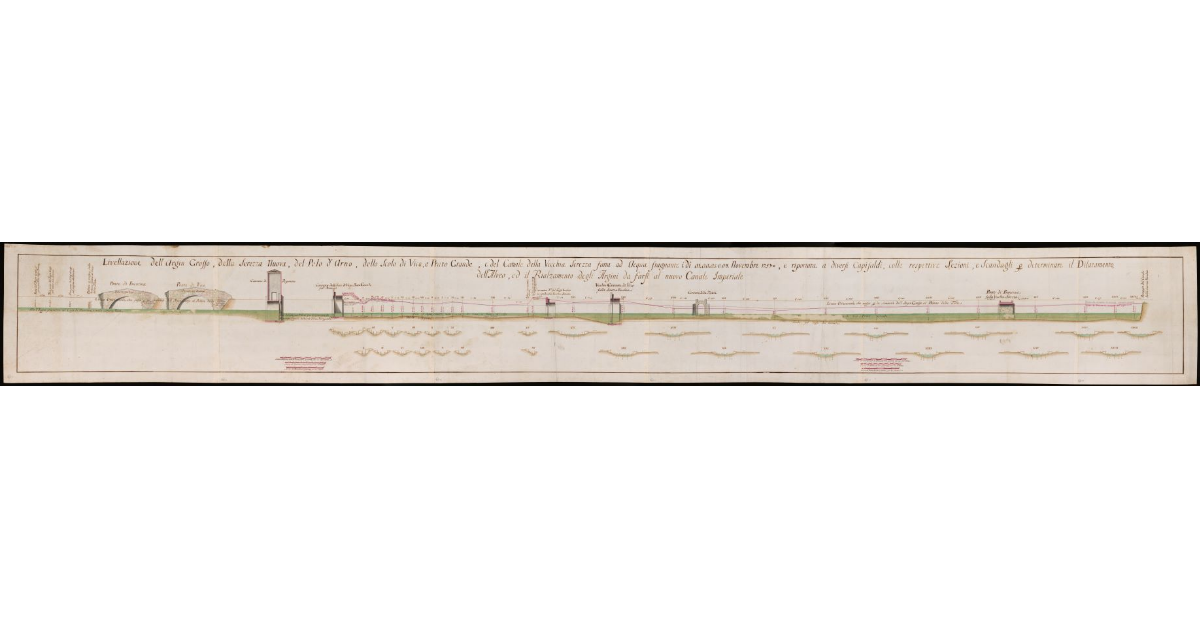 Livellazione dell'Argin Grosso, della Nuova Serezza, del pelo d'Arno, dello Scolo di Vico e Prato Grande e del canale della Vecchia Serezza [...]