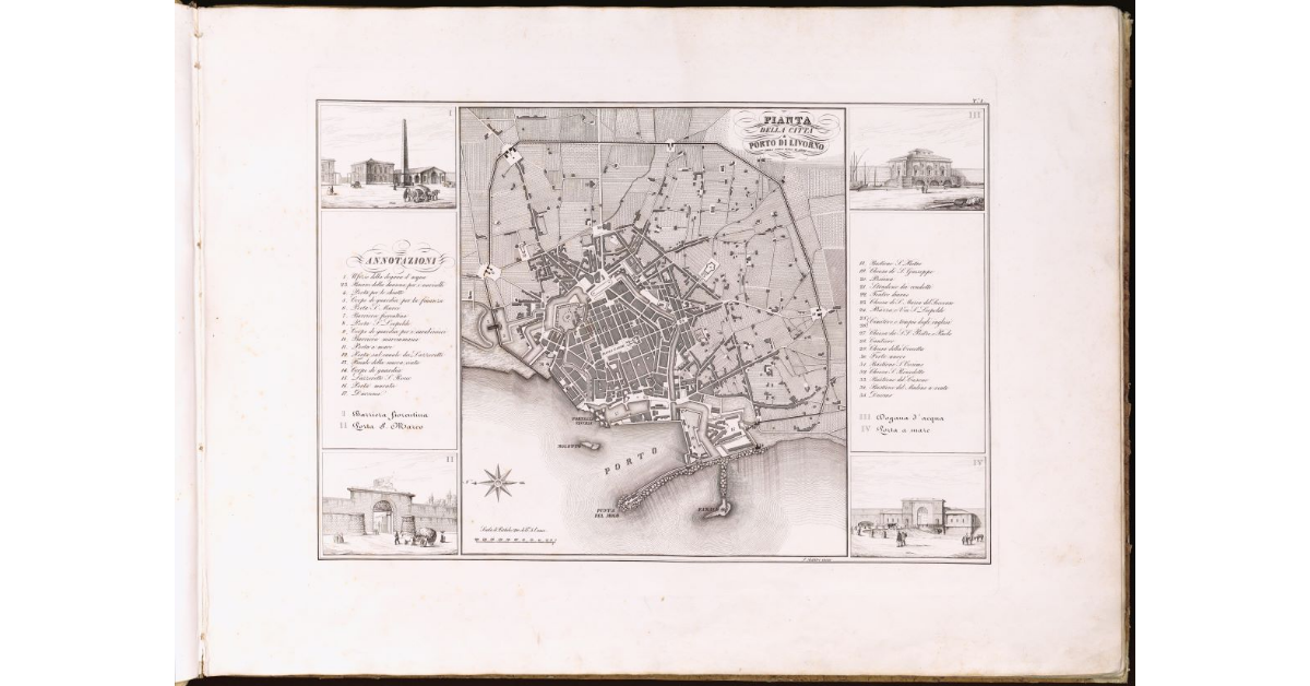 Pianta della città e porto di Livorno