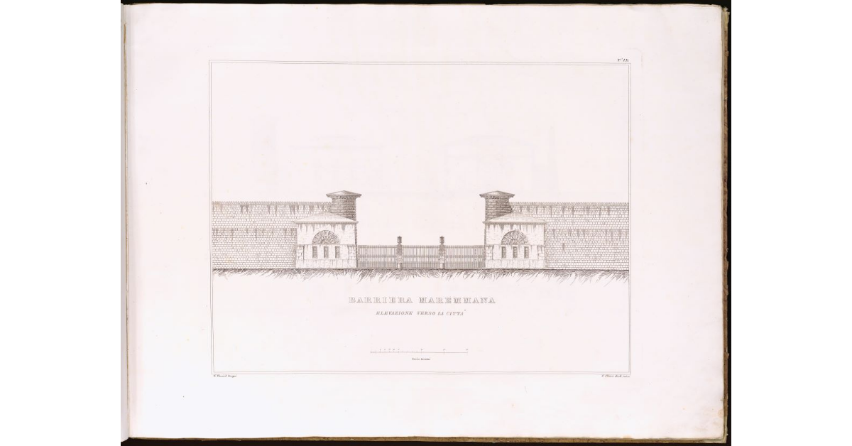 Barriera Maremmana [a Livorno]. Elevazione verso la città