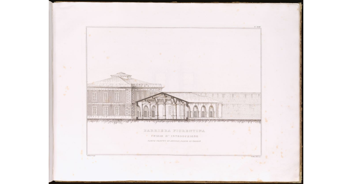 Barriera Fiorentina [a Livorno]. Ufizio d'introduzione. Parte veduto in angolo, parte in taglio