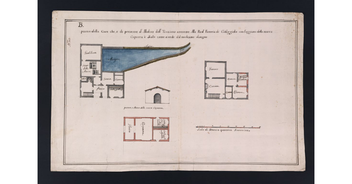 Pianta della Casa che, e di presente al Mulino del Tavaiano attenente alla Real Fattoria di Cafaggiolo con l'aggiunta della nuova Capanna è stalle come si vede dal medesimo disegno