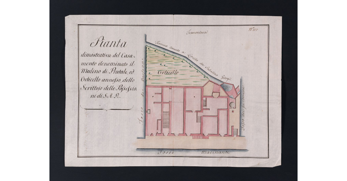 Pianta dimostrativa del Casamento denominato il Mulino di Pratale, ed Orticello annesso, dello Scrittoio delle Possessioni di S.A.R