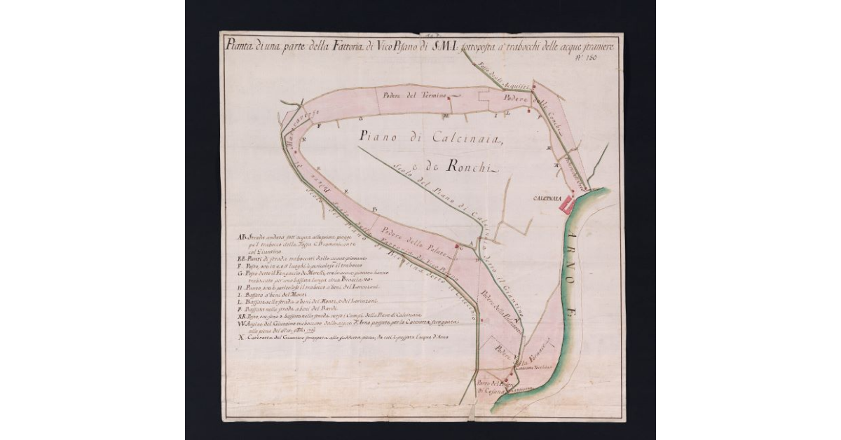 Pianta di una parte della Fattoria di Vicopisano di S.M.I. sottoposta a' trabocchi delle acque straniere