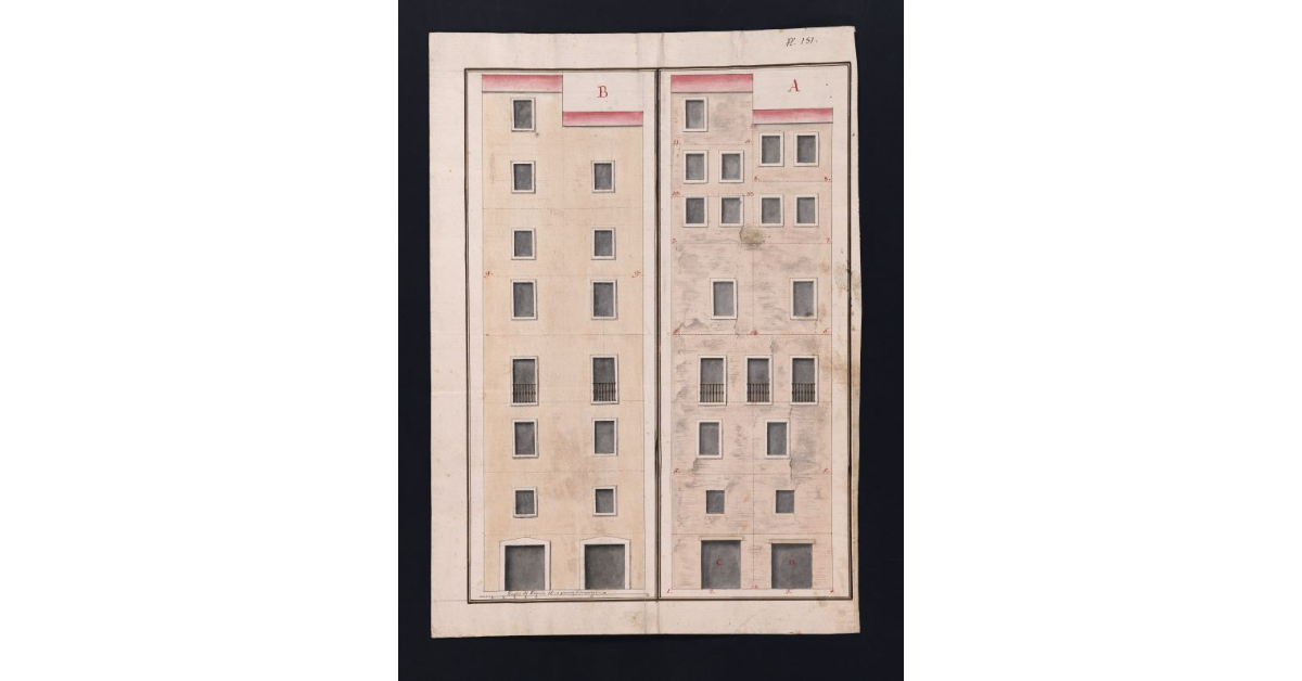 [Facciata del Ghetto di Firenze con l'indicazione dei lavori che devono essere eseguiti]