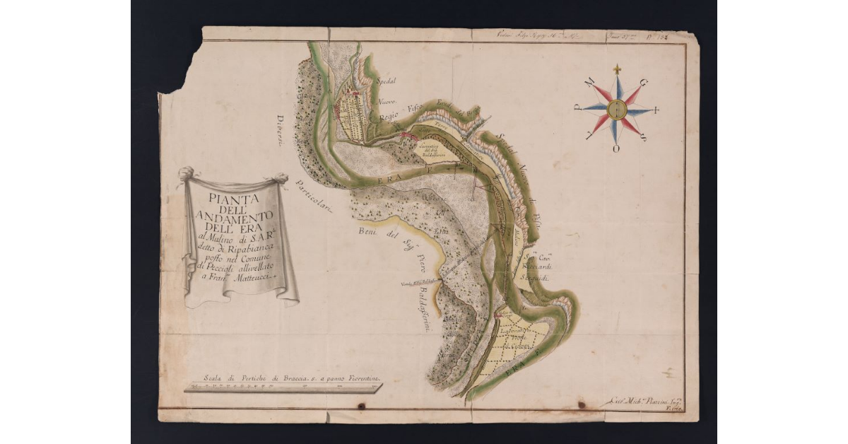 Pianta dell'andamento dell'Era al Mulino di S.A.R. detto di Ripabianca posto nel Comune di Peccioli allivellato a Fran.co Matteucci