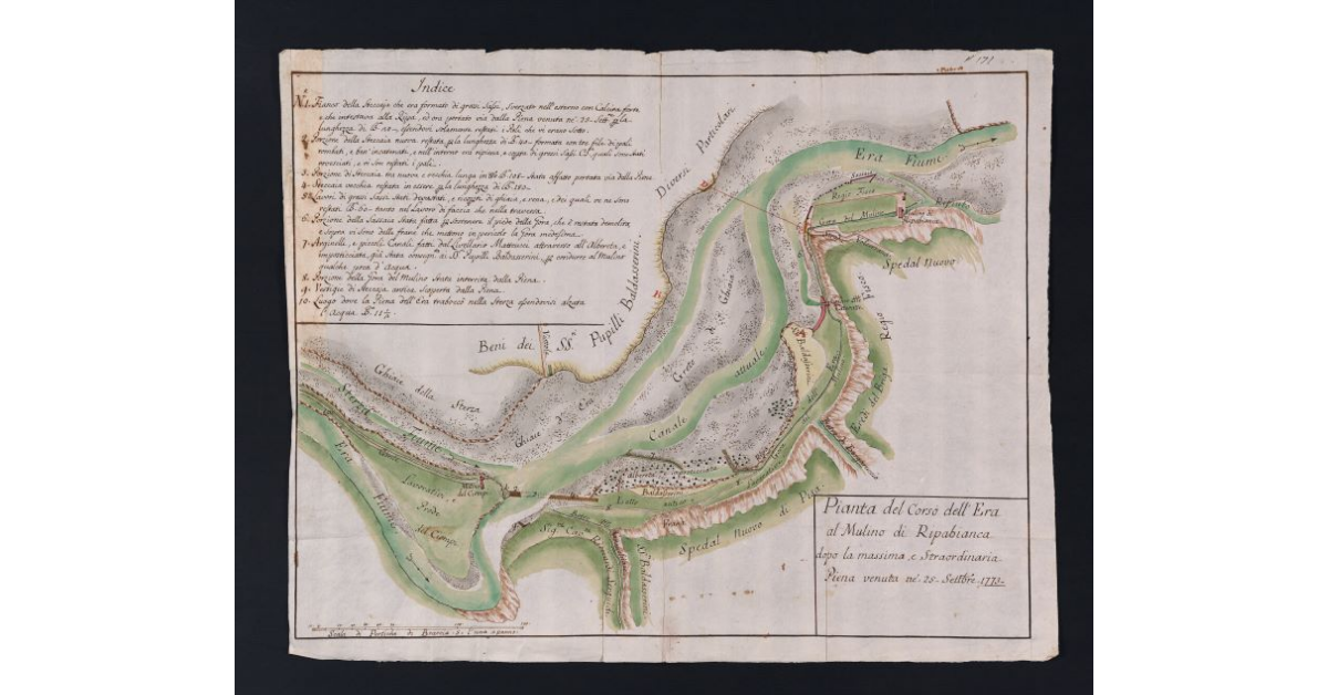 Pianta del Corso dell'Era al Mulino di Ripabianca, dopo la massima, e Straordinaria Piena venuta ne' 25 Settembre 1773