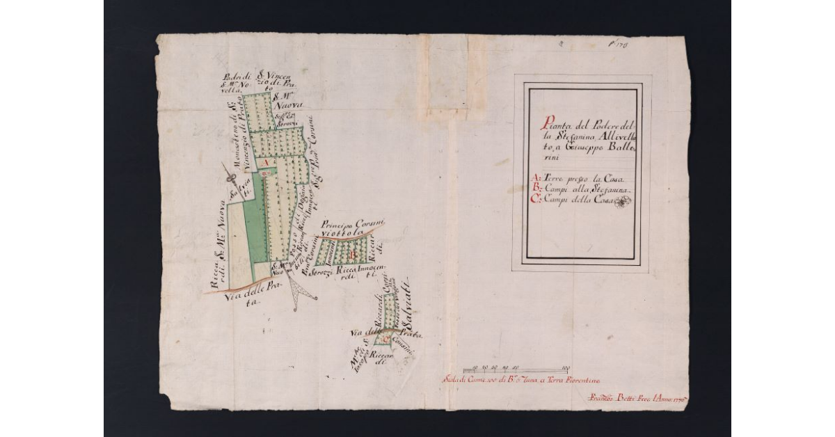Pianta del Podere della Stefanina, Allivellato, a Giueseppe Ballerini