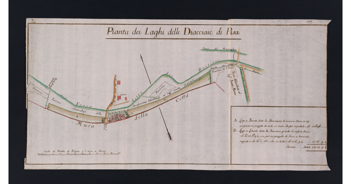 Pianta dei Laghi delle Diacciaie di Pisa