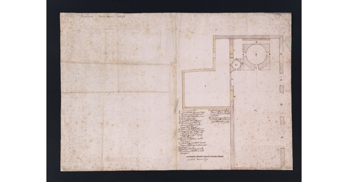 [Pianta realizzata in seguito all'istanza avanzata da Giovan Pietro Paoli per appoggiare la muraglia di una sua casa posta in via dei Pinti all'edificio di proprietà dello Scrittoio dove si trova la scuola di scultura]