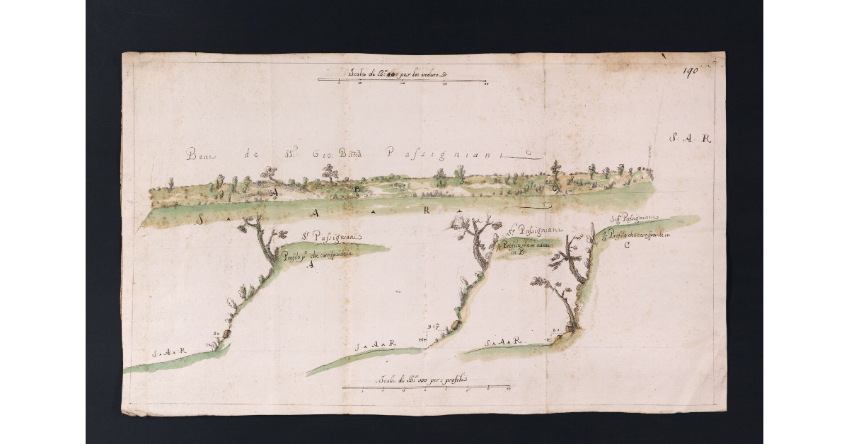 [Veduta e profili del ciglio del campo di Cardetole di pertinenza della fattoria di Careggi]
