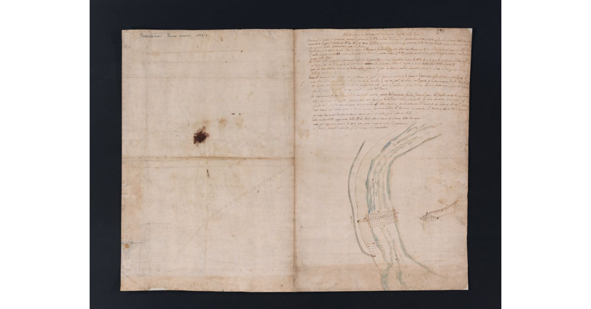 [Pianta della steccaia del mulino dei Paglieti sul fiume Parce]