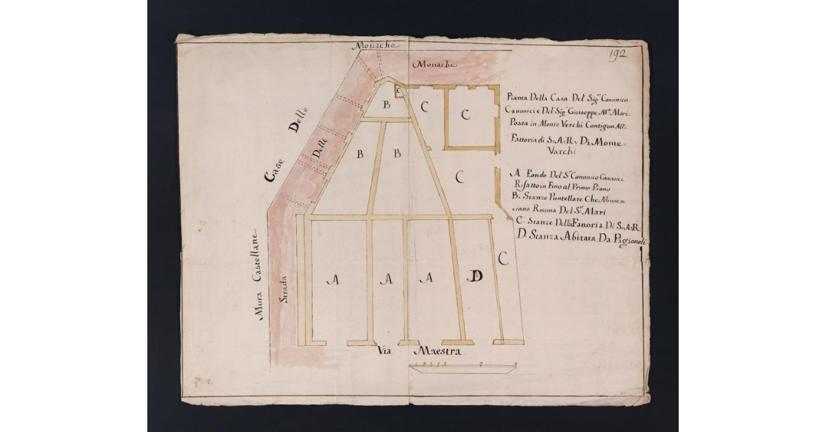 Pianta della Casa Del Sig. Canonico Canonici e del Sig. Giuseppe Maria Mari Posta in Monte Varchi Contigua Alla Fattoria di S.A.R. di Monte Varchi