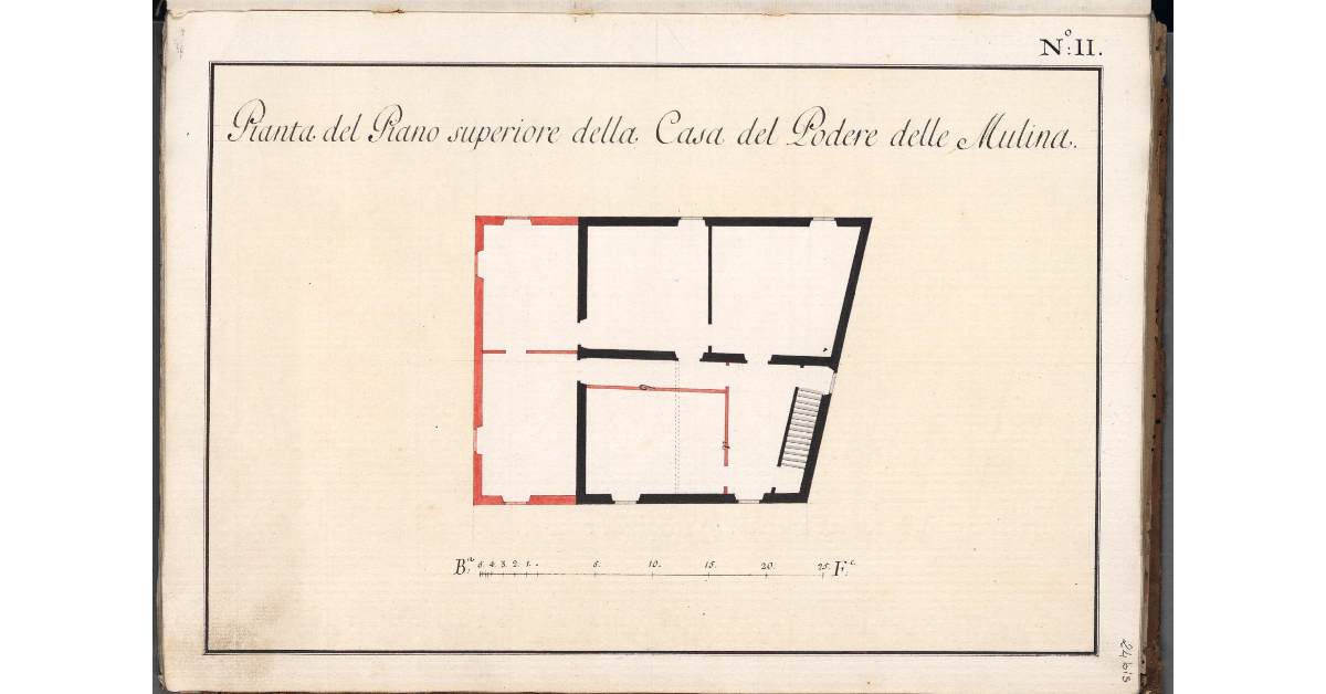 Pianta del Piano superiore della Casa del Podere delle Mulina