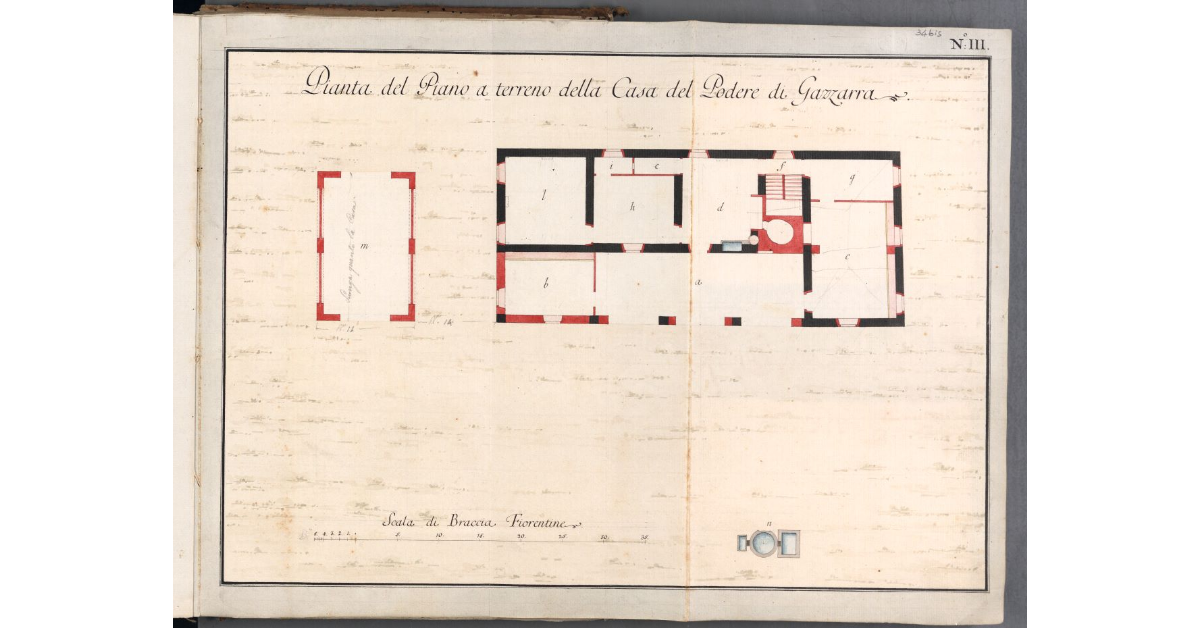 Pianta del Piano a terreno della Casa del Podere di Gazzarra