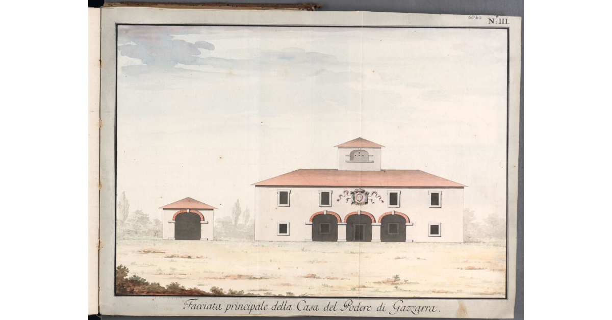 Facciata principale della Casa del Podere di Gazzarra