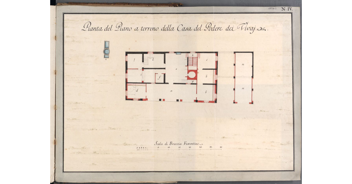 Pianta del Piano a terreno della Casa del Podere dei Vivaj