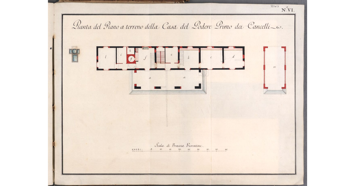 Pianta del Piano a terreno della Casa del Podere Primo dei Cancelli