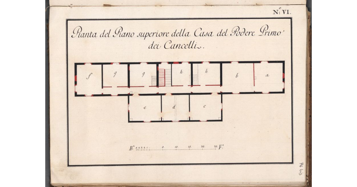 Pianta del Piano superiore della Casa del Podere Primo dei Cancelli