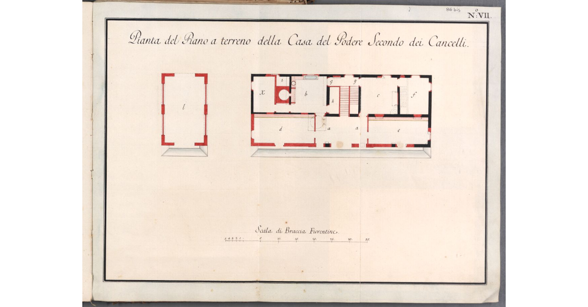 Pianta del Piano a terreno della Casa del Podere Secondo dei Cancelli