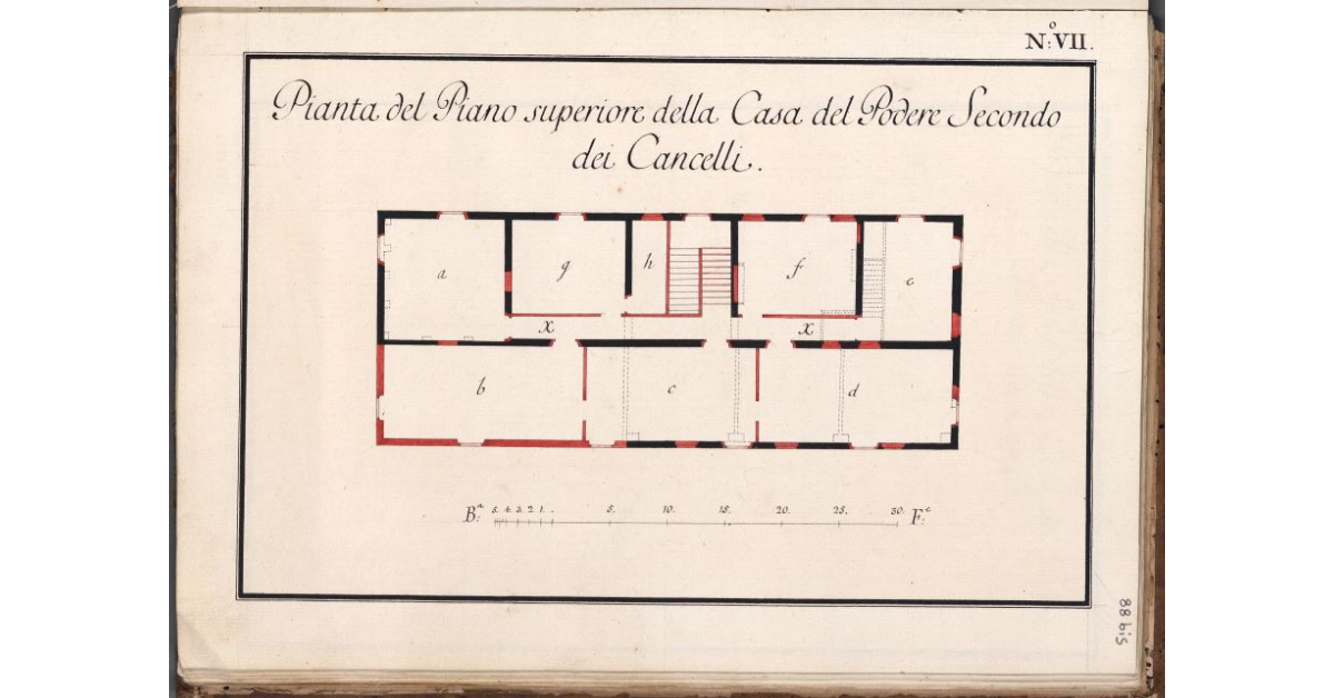 Pianta del Piano superiore della Casa del Podere Secondo dei Cancelli