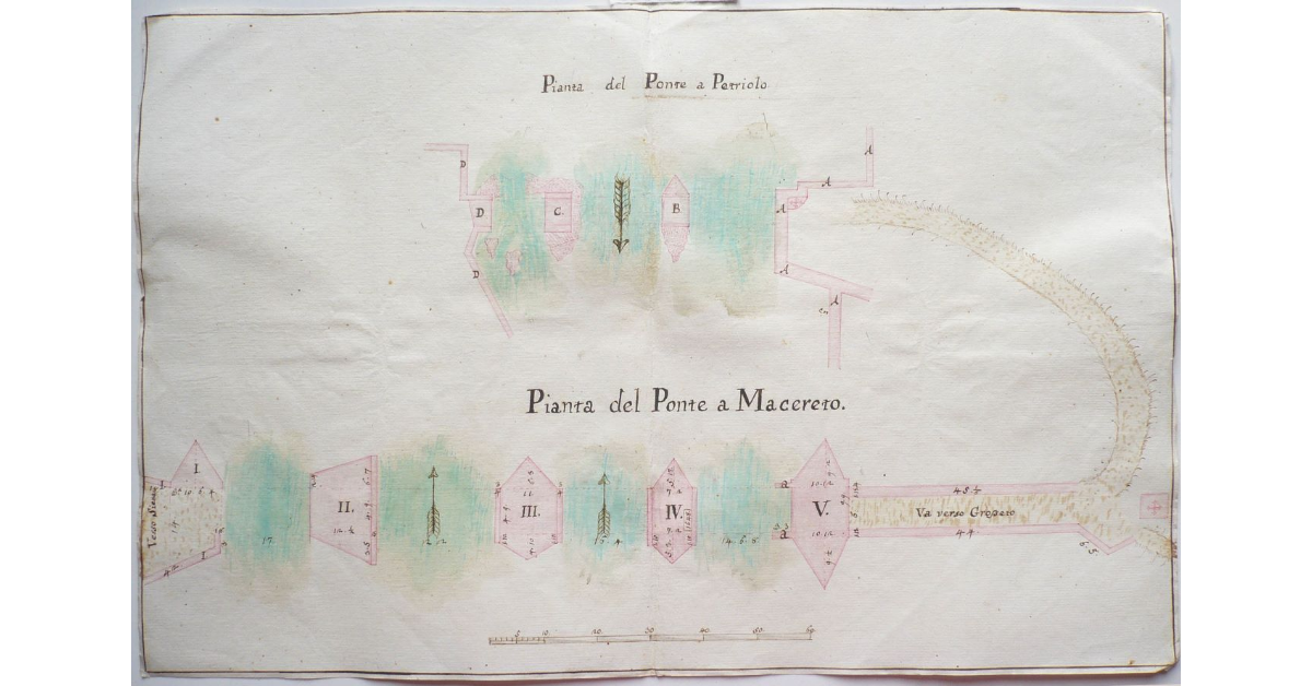 Pianta del Ponte a Petriolo. Pianta del Ponte a Macereto