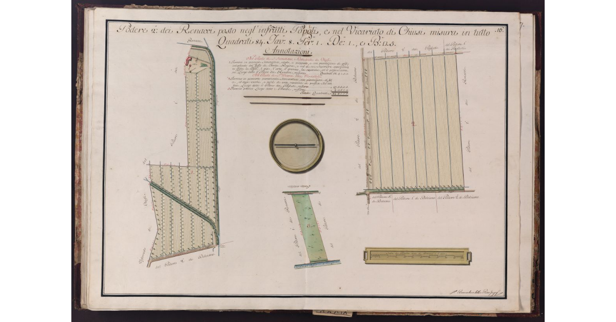 Podere 2° dei Renacci posto negl'infascritti Popoli, e nel Vicariato di Chiusi misura in tutto Quadrati 84. Tav. 8. Per. 1. De. 1., e B. quadre 5